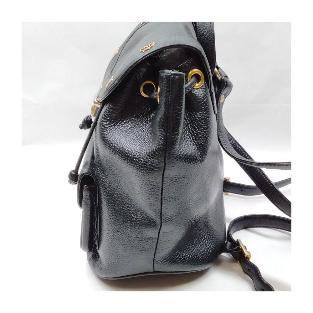 Auth Mcm Backpack Bag Black Leather #36590M11 - Picture 3 of 9